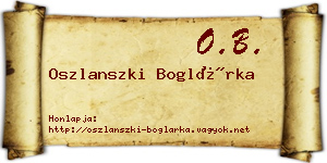 Oszlanszki Boglárka névjegykártya