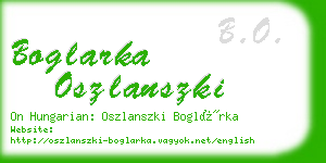 boglarka oszlanszki business card